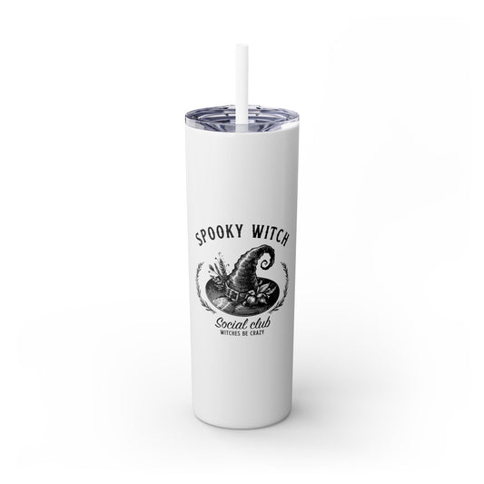 Spooky Witch Social Club Skinny Tumbler with Straw, 20oz