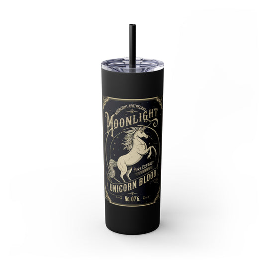 Moonlight Unicorn Blood Skinny Tumbler with Straw, 20oz