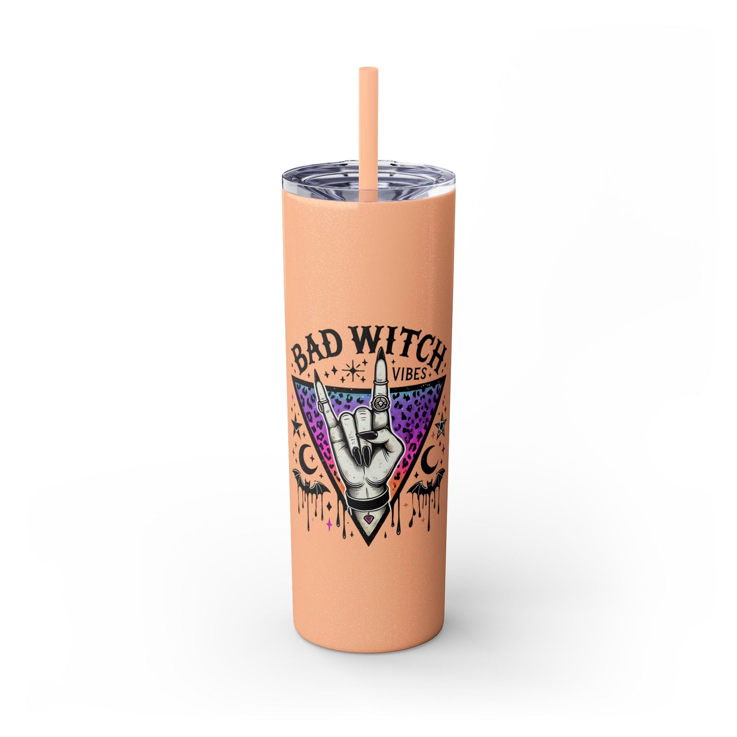 Bad Witch Vibes Skinny Tumbler with Straw, 20oz