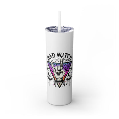 Bad Witch Vibes Skinny Tumbler with Straw, 20oz