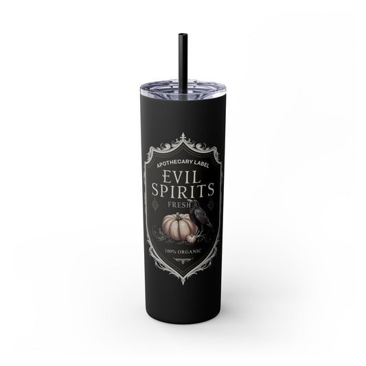 Evil Spirits Skinny Tumbler with Straw, 20oz