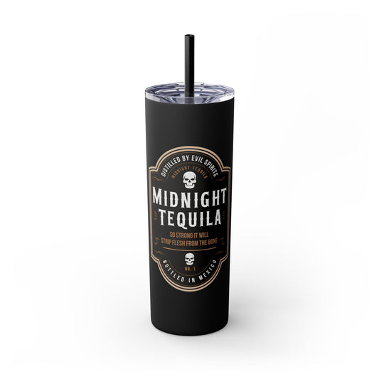 Midnight Tequila Skinny Tumbler with Straw, 20oz