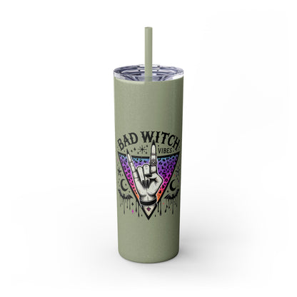 Bad Witch Vibes Skinny Tumbler with Straw, 20oz