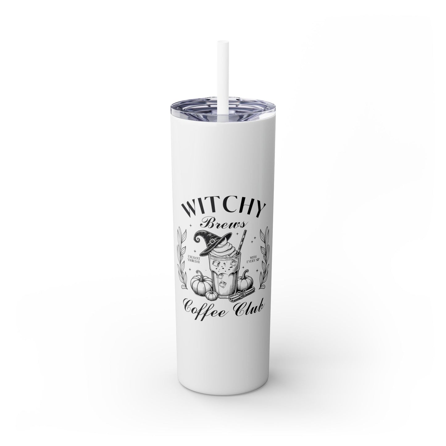 Witchy Brews Coffee Club Skinny Tumbler with Straw, 20oz