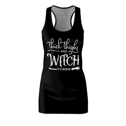 Thick Thighs Witch Vibes Women's Cut & Sew Racerback Dress - SPIRITUAL DOWNLOADS
