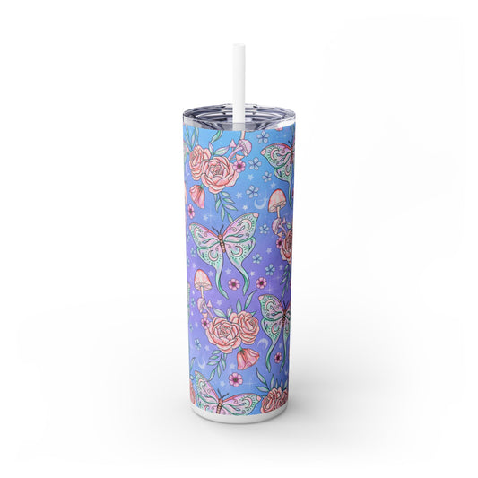 Lunar Moth Skinny Tumbler with Straw, 20oz