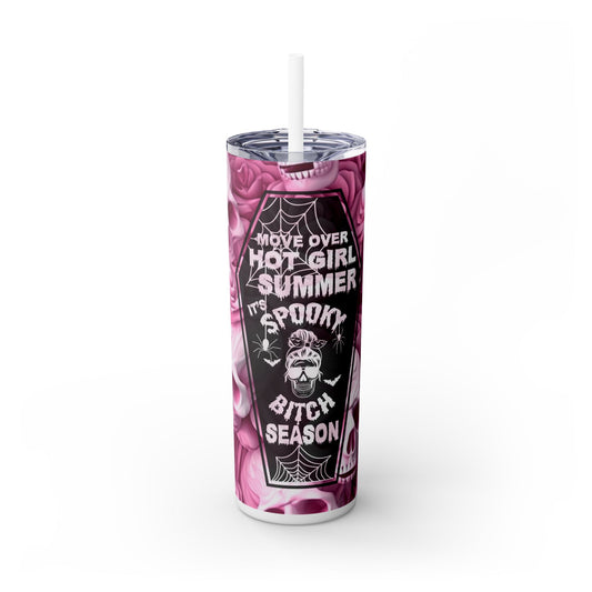 Spooky Bitch Season Skinny Tumbler with Straw, 20oz