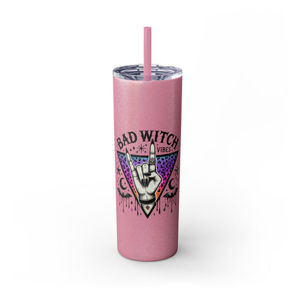 Bad Witch Vibes Skinny Tumbler with Straw, 20oz