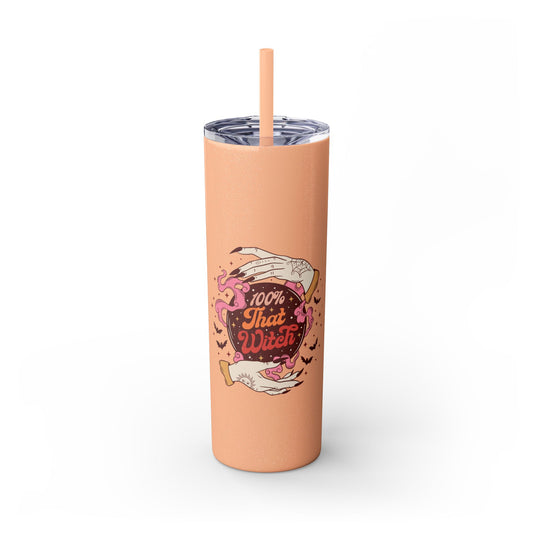 100% That Witch Skinny Tumbler with Straw, 20oz