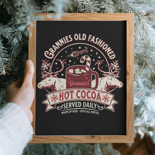 Grannies Old Fashioned Hot Cocoa Christmas Graphic - Instant Download