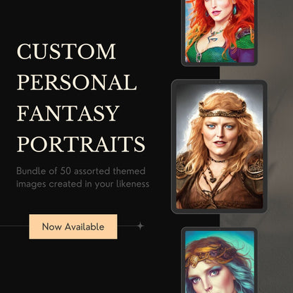 Custom Personal Portraits - Fantasy Portraits Bundle - Fantasy Lover Birthday Gift Idea For Her - Digital Art Print - SPIRITUAL DOWNLOADS