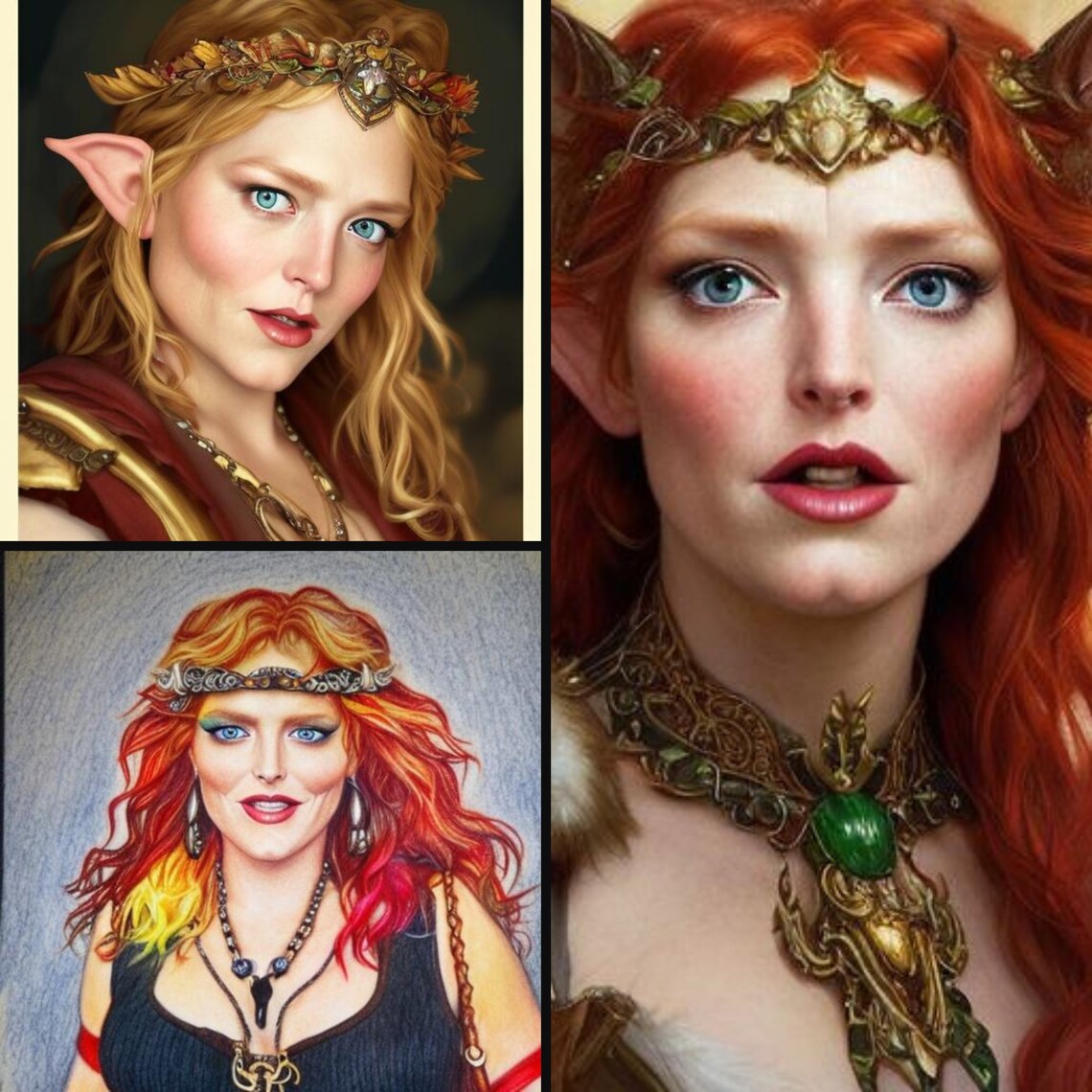 Custom Personal Portraits - Fantasy Portraits Bundle - Fantasy Lover Birthday Gift Idea For Her - Digital Art Print